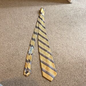 Allea Milano Yellow and Gray Striped Tie
